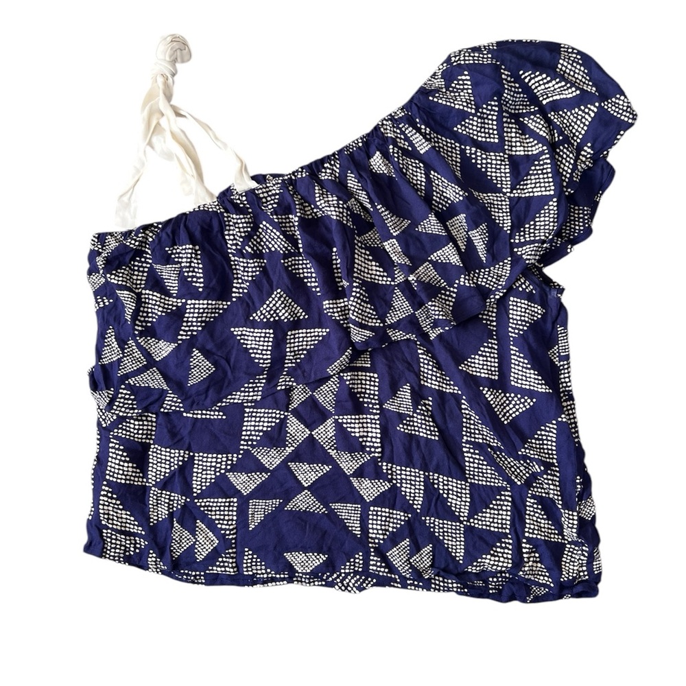 Splendid One Shoulder Geometric Ruffle Blouse | XL - Picture 3 of 6